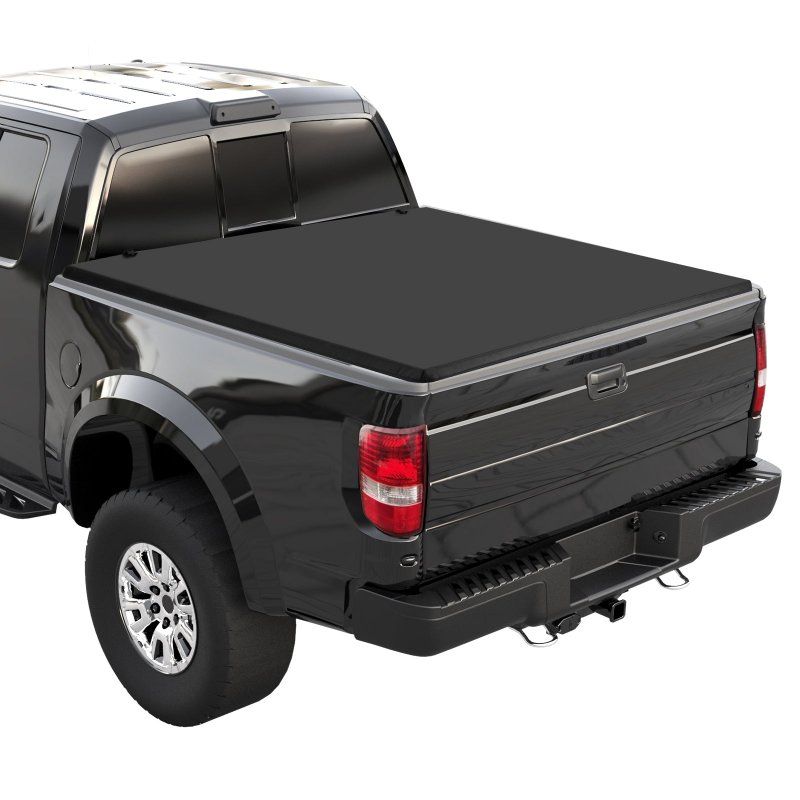 US GARVEE Quad 4-Fold Soft Folding Truck Bed 6.5ft Tonneau Cover Compatible for 2004-2008 Ford F150 Black