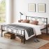 US GARVEE Queen Bed Frame Platform with Headboard and Footboard Metal Bed Mattress Foundation with Storage No Box Spring Needed Black