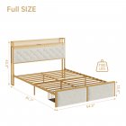 US GARVEE Queen Bed Frame with Storage Headboard and 2 Drawers LED Lights Metal Platform Bed Frame with USB Ports&Outlets, Noise Free, No Box Spring Needed, White