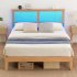 US GARVEE Queen Bed Frame with LED Lights  Curved Rattan Headboard  Wooden Support Legs  No Box Spring Needed  Easy Assembly