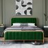 US GARVEE Queen Bed Frame Modern Upholstered Platform with Velvet Headboard and Gold Frame  Wooden Slat Support No Box Spring Needed in Gold and Green