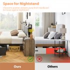 US GARVEE Queen Size Bed Frame with 2 Storage Drawers, Linen Upholstered Platform Bed Frame with Storage Headboard and Charging Station, Heavy Duty, Easy to Assemble, No Box Spring Needed, Gray