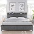 US GARVEE Queen Size Bed Frame with 2 Storage Drawers and Headboard  Upholstered Bed Frame Queen Size with Charging Station  No Box Spring Needed  Sturdy  Noise