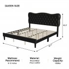 US GARVEE Queen Size Faux Leather Upholstered Platform Bed Frame - Wood Slats, Adjustable Headboard, and Heavy Duty Mattress Foundation, Noise Free Design and No Box Spring Needed in Black
