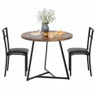 US GARVEE Round Dining Table Set with 2 Upholstered Chairs, MDF Board, Steel Frame, Compact Design, Easy Assembly, for Small Spaces