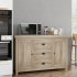 US GARVEE Senfot Buffet Sideboards Kitchen Storage Cabinet with 3 Drawers and 2 Doors Sideboard Oak