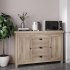 US GARVEE Senfot Buffet Sideboards Kitchen Storage Cabinet with 3 Drawers and 2 Doors Sideboard Oak