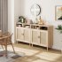 US GARVEE Set of 2 Sideboard Buffet Cabinet with Rattan Doors  Solid Wood Feet  Anti Tip Kit  P2 Particleboard  for Kitchen  Dining Room  Living Room