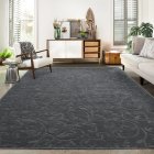 US GARVEE Shag Area Rug 9x12 Vintage Contrast Floral Shaggy Rug Soft Thick Indoor Carpet Boho Plush Fluffy Rug Non-Slip Fuzzy Living Room Rug Bedroom Dorm Floor Cover Accent Area Rug Grey