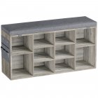 US GARVEE Shoe Bench Entryway Storage + Adjustable Shelf + Cushioned Seat + Particleboard + Removable Cover + 41 inch, Grey