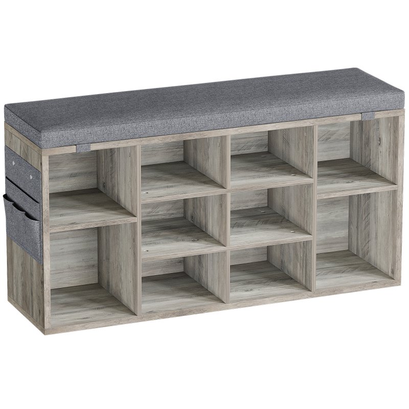 US GARVEE Shoe Bench Entryway Storage + Adjustable Shelf + Cushioned Seat + Particleboard + Removable Cover + 41 inch, Grey
