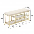 US GARVEE Shoe Rack Bench, 2 Tier Metal Storage Bench, Adjustable Shelf Entryway Bench, Metal Shoe Rack Organizer with Cushion, Shoe Storage Bench Living Room for Hallway, Golden
