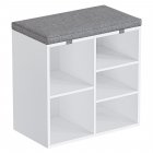 US GARVEE Shoe Storage Bench, Shoe Rack with 5 Cubby Organizers, Shoe Bench with Removable Foam Pad Seating Cushion and Adjustable Shelves for Dorm, Bedroom, Entryway Hallway, and Living Room(White,20