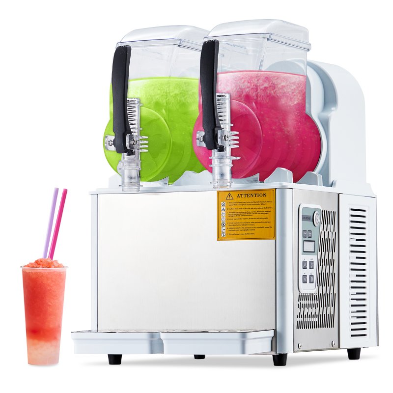 US GARVEE Slushy Machines, 2.1 Gal Stainless Steel Margarita Machine with 2 Tanks, Frozen Drinks Smoothie Machine for Supermarkets Cafes Bars,home