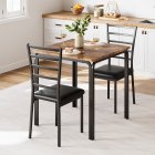US GARVEE Small Square Dining Table Set for 2 - Space Saving Wood Dinette with Upholstered Seats, MDF Top, Metal Frame, Ideal for Kitchen, Dining Room, Home Office, Retro