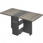 US GARVEE Space Saving Folding Dining Table with 2 Tier Storage-Extendable Drop Leaf Farmhouse Wood Kitchen Dining Room Tables Set for 4, Collapsible Expandable Rectangle Dinner Kitchen Office Furniture