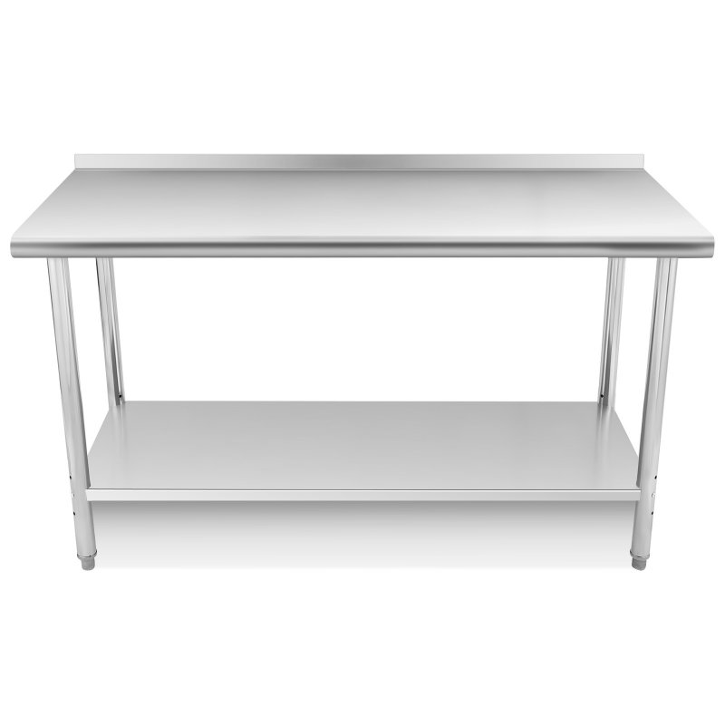 US GARVEE Stainless Steel Table, 60 x 24 inches Kitchen Prep Work Tables with Backsplash, NSF Commercial Worktable with Adjustable Under Shelf for Restaurant Home and Hotel