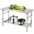 US GARVEE Stainless Steel Prep Table 48 x 24 Inch NSF Commercial Heavy Duty Stainless Steel Work Folding Table