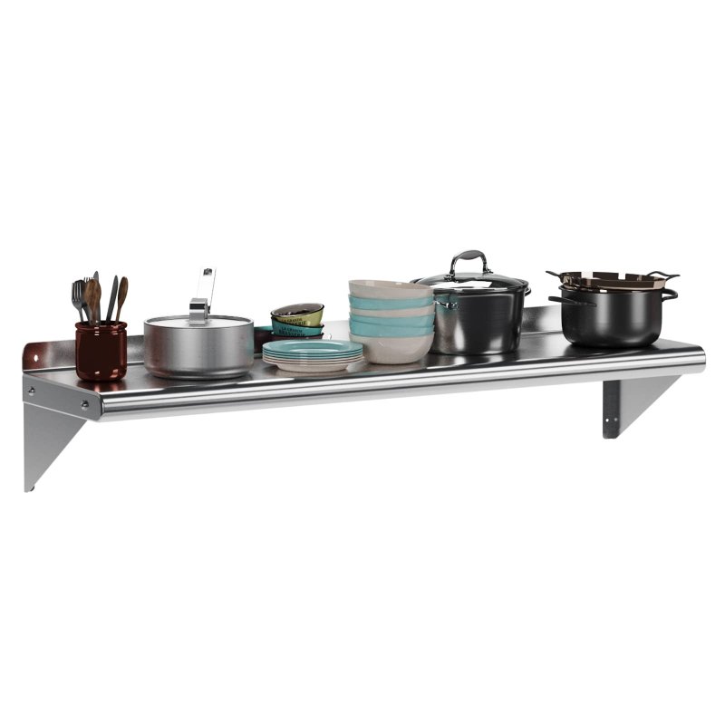 US GARVEE Stainless Steel Wall Shelf Commercial Wall Mount Shelving ‎‎Rectangular Floating Shelf