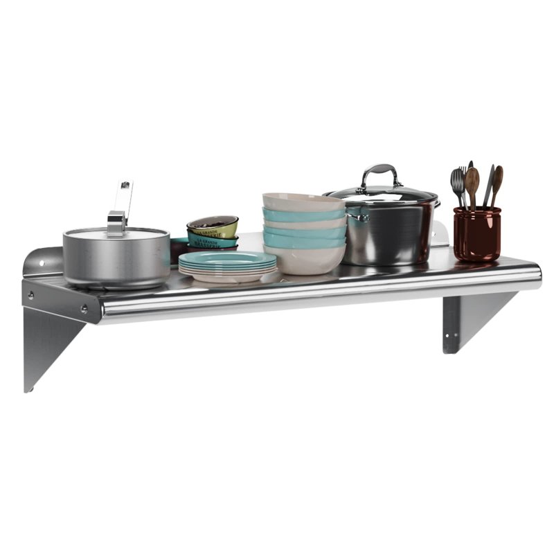 US GARVEE Stainless Steel Wall Shelf Commercial Wall Mount Shelving ‎‎Rectangular Floating Shelf