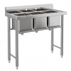 US GARVEE Stainless Steel Sink Commercial Restaurant Sinks Anti-leakage Kitchen Sink - 3 Compartments