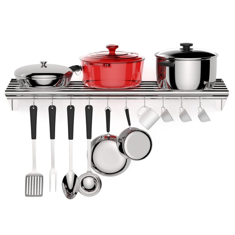 US GARVEE Stainless Steel Wall Shelf Commercial Wall Mount Shelving ‎‎Rectangular Floating Shelf