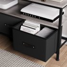 US GARVEE TV Stand 55 Inch Rustic TV Console Table with 3 Tier Storage Shelves Entertainment Center TV Console Table with 2-Drawers for Televisions Black