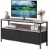 US GARVEE TV Stand 55 Inch Rustic TV Console Table with 3 Tier Storage Shelves Entertainment Center TV Console Table with 2 Drawers for Televisions Black