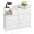 US GARVEE TV Stand with Charging Station  Bedroom Dresser for Living Room TV Stand with 9 Drawers  White