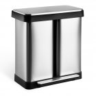 US GARVEE Trash Can 2x30L Garbage Can Stainless Steel Pedal Recycle Bin with Lid and Inner Buckets