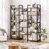 US GARVEE Triple Wide 5 Tier Bookshelf  Tall   Spacious Storage  Industrial Metal Frame  MDF Board  for Living Room  Bedroom  Home Office  Rustic Brown
