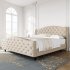 US GARVEE Tufted Upholstered Platform Bed Frame with Headboard and Footboard  Raised Wing Back Headboard  Mattress Foundation and Wood Slat Support  No Box Spri