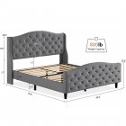 US GARVEE Tufted Upholstered Platform Bed Frame with Headboard and Footboard, Raised Wing Back Headboard, Mattress Foundation and Wood Slat Support, No Box Spring Needed(Queen, Grey)