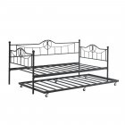 US GARVEE Twin Day Bed with Trundle, Metal Frame, Steel Slat Support, No Box Spring Needed, Black, for Kids, Teens, Adults,Black