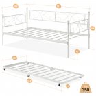 US GARVEE Twin Daybed with Trundle Metal, Twin Trundle Bed Frame Sofa Bed Frame for Living Room, Bedroom, Apartment, No Box Spring Needed, Space Saving, Heavy Duty Metal Slats (White)