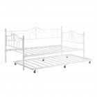 US GARVEE Twin Daybed with Trundle Bed,Metal Twin Day Bed Twin Size With Steel Slat Support, Sofa Bed for Living Room and Guest Room - White
