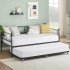 US GARVEE Twin Daybed with Trundle  Metal Sofa Bed Frame  Heavy Duty Slats  Stylish Headboard  No Box Spring  Multifunctional  Bedroom Living Room Guest Room  B