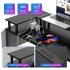 US GARVEE U Shaped Desk 126 Inch Gaming Desk with Monitor Stand and LED Lights Computer Desk Black