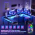 US GARVEE U Shaped Desk 126 Inch Gaming Desk with Monitor Stand and LED Lights Computer Desk Black