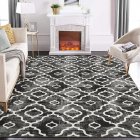 US GARVEE Washable Rug 8x10 Large Living Room Rug Boho Rug Modern Geometric Area Rugs for Bedroom Distressed Office Floor Carpet Low Pile Trellis Rug Dining Room Area Rugs Farmhouse Rug Grey