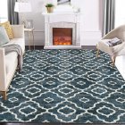 US GARVEE Washable Rug 8x10 Large Living Room Rug Boho Rug Modern Geometric Area Rugs for Bedroom Distressed Office Floor Carpet Low Pile Non Slip Dining Room Area Rugs Farmhouse Rug Blue Trellis Rug