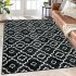 US GARVEE Washable Rug 8x10 Large Living Room Rug Boho Rug Modern Geometric Area Rugs for Bedroom Distressed Office Floor Carpet Low Pile Non Slip Dining Room A