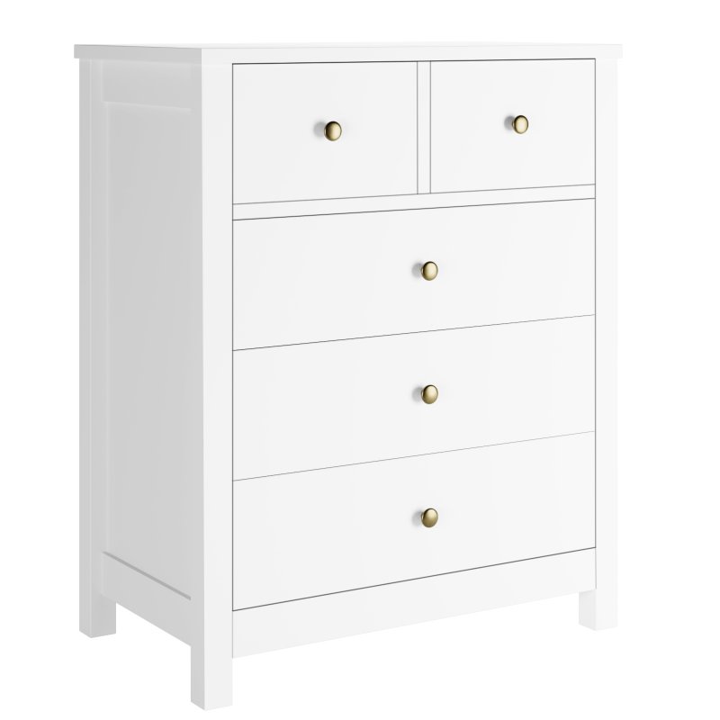 US GARVEE White Dresser for Bedroom, Wood Dresser Organizer, 5 Drawer Dresser with Deep Space, Storage Cabinet for Living Room, Entryway, Hallway, Home Office