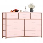 US GARVEE Wide 10 Drawer Dresser,TV Stand Entertainment Center Fabric Storage Dressers Drawers for Bedroom, Hallway, Nursery, Closets, Steel Frame, Wood Top (Pink)