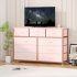 US GARVEE Wide 10 Drawer Dresser TV Stand Entertainment Center Fabric Storage Dressers Drawers for Bedroom  Hallway  Nursery  Closets  Steel Frame  Wood Top  Pi