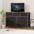 US GARVEE Wide 10 Drawer Dresser TV Stand Entertainment Center Fabric Storage Dressers Drawers for Bedroom  Hallway  Nursery  Closets  Steel Frame  Wood Top  Bl