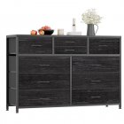 US GARVEE Wide 10 Drawer Dresser,TV Stand Entertainment Center Fabric Storage Dressers Drawers for Bedroom, Hallway, Nursery, Closets, Steel Frame, Wood Top, Black Willow