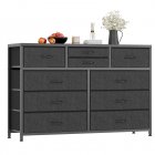 US GARVEE Wide 10 Drawer Dresser,TV Stand Entertainment Center Fabric Storage Dressers Drawers for Bedroom, Hallway, Nursery, Closets, Steel Frame, Wood Top (Black)