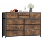 US GARVEE Wide 10 Drawer Dresser,TV Stand Entertainment Center Fabric Storage Dressers Drawers for Bedroom, Hallway, Nursery, Closets, Steel Frame, Wood Top (RUSTIC)