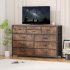 US GARVEE Wide 10 Drawer Dresser TV Stand Entertainment Center Fabric Storage Dressers Drawers for Bedroom  Hallway  Nursery  Closets  Steel Frame  Wood Top  RU